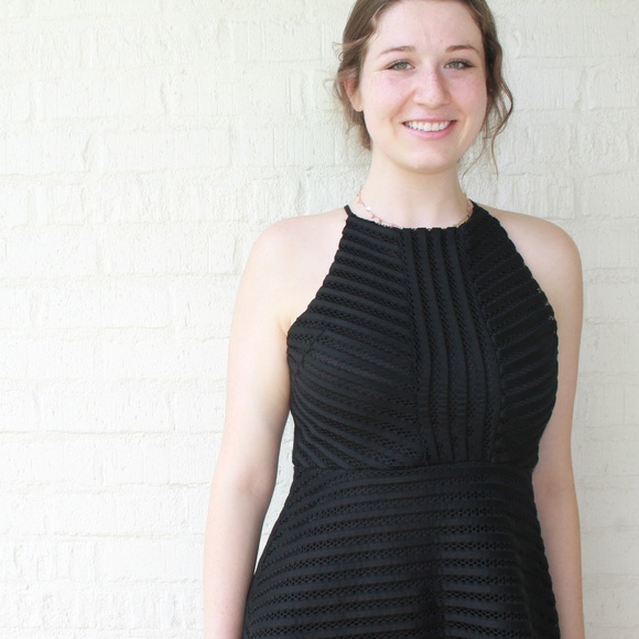 Black Dress with Intricate Overlay - Picture 2 of 5